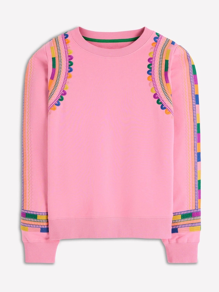 Boden Pink Hannah Embroidered Sweatshirt - Image 5 of 5 Boden Pink Hannah Embroidered Sweatshirt - Image 5 of 5