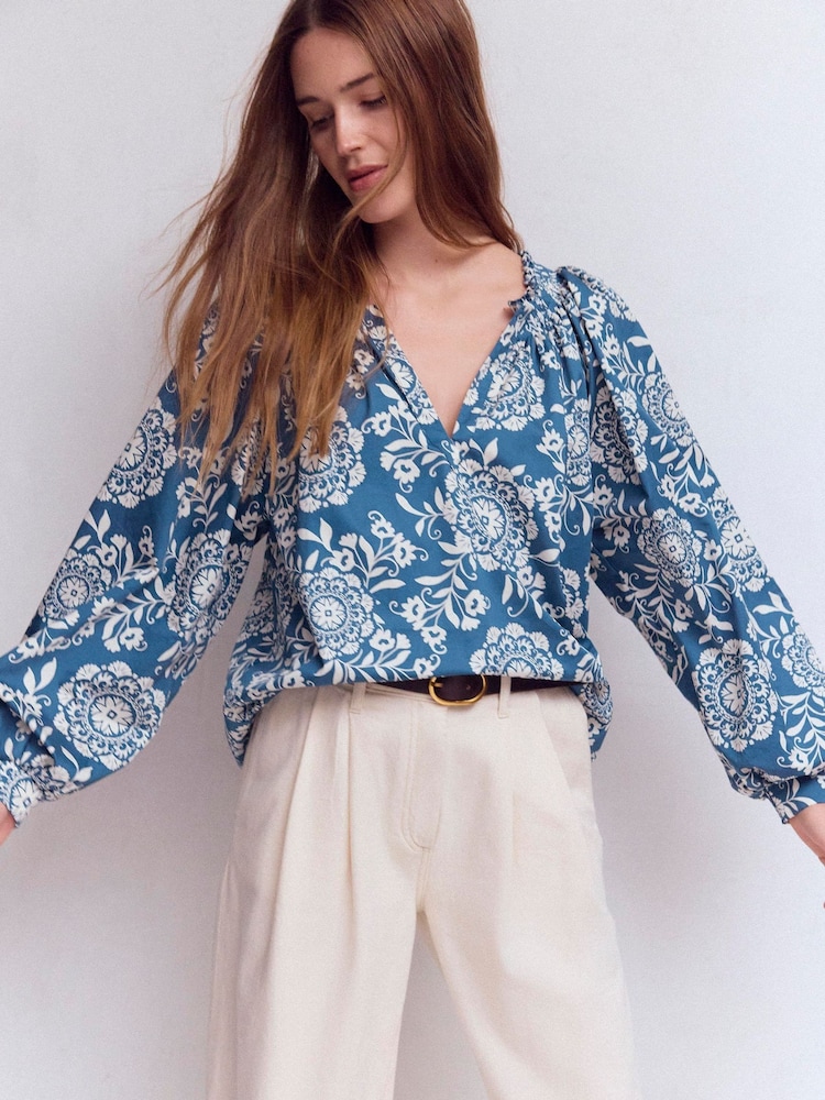 Boden Serena Pleat Neck Top - Imaginea 1 din 6