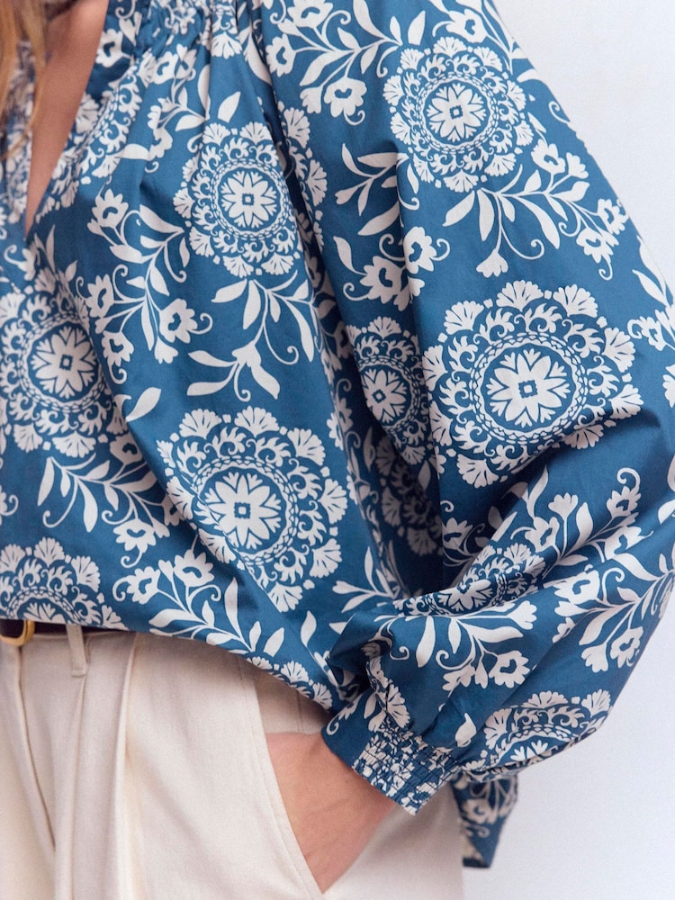 Boden Serena Pleat Neck Top - Imaginea 2 din 6