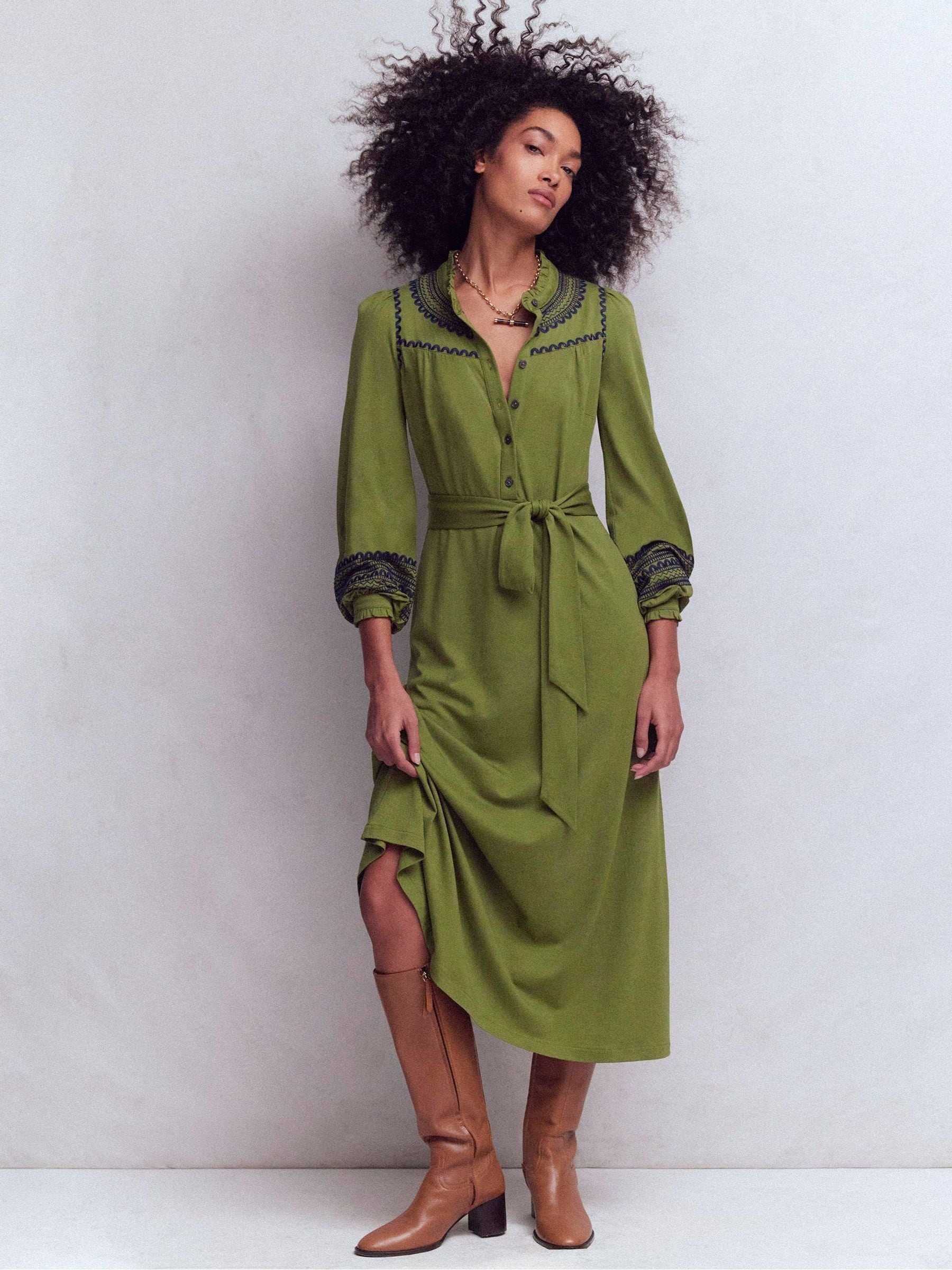 boden ruffle neck jersey midi dress Boden Ruffle Neck Jersey Midi Dress Size 12 NWT