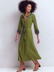 Boden フリル付きジャージーミディ丈シャツワンピース - 画像 2 / 6