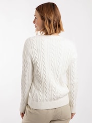 Weird Fish Light Cream Amberise Crew Neck Cable Knit Jumper - Image 3 of 7