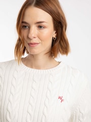 Weird Fish Light Cream Amberise Crew Neck Cable Knit Jumper - Image 5 of 7