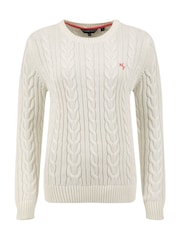 Weird Fish Light Cream Amberise Crew Neck Cable Knit Jumper - Image 6 of 7