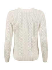 Weird Fish Light Cream Amberise Crew Neck Cable Knit Jumper - Image 7 of 7