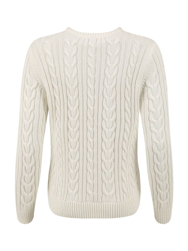 Weird Fish Light Cream Amberise Crew Neck Cable Knit Jumper - Image 7 of 7