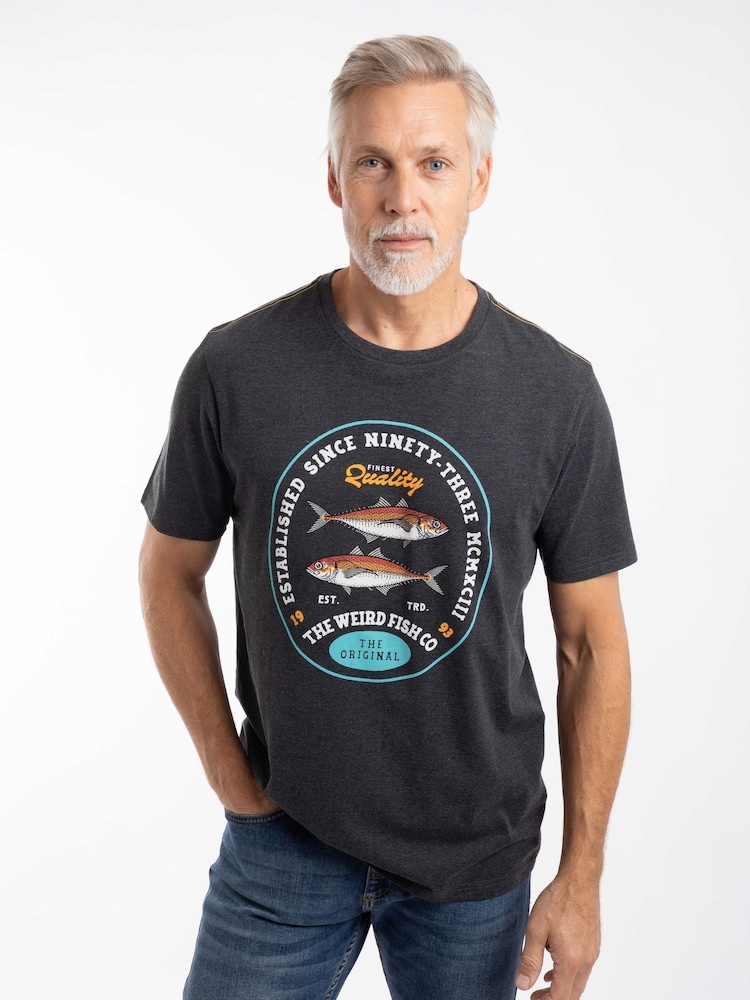 Weird Fish Black Fish Stamp Front Print Graphic T-Shirt - Image 1 of 6