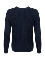 Weird Fish Blue Amberise Crew Neck Cable Knit Jumper - Image 6 of 6