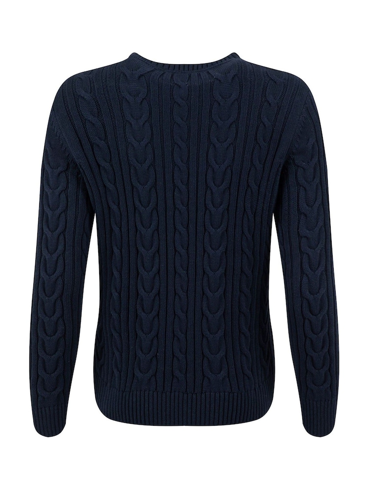 Weird Fish Blue Amberise Crew Neck Cable Knit Jumper - Image 6 of 6 Weird Fish Blue Amberise Crew Neck Cable Knit Jumper - Image 6 of 6