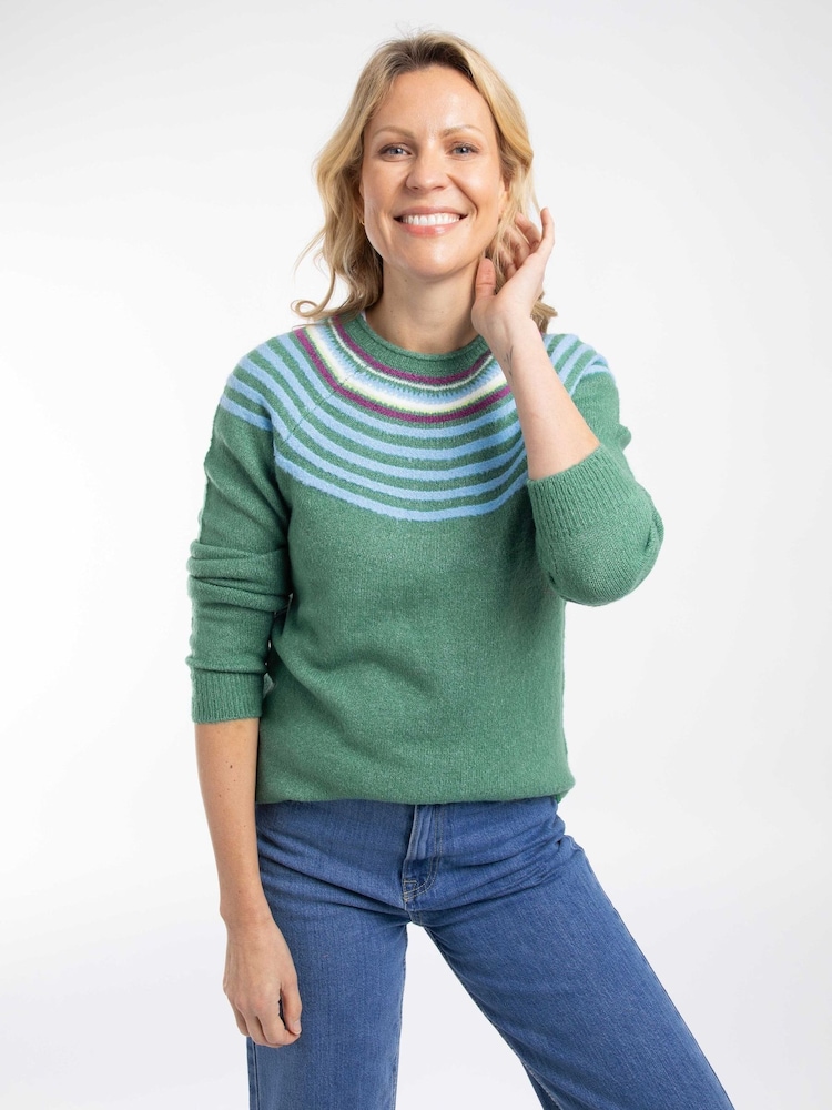 Grün - Weird Fish Sinatra Gemusterter Strickpullover - Bild 1 von 7 Grün - Weird Fish Sinatra Gemusterter Strickpullover - Bild 1 von 7