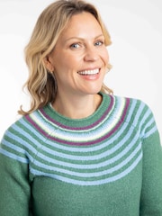 Grün - Weird Fish Sinatra Gemusterter Strickpullover - Bild 4 von 7