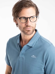 Weird Fish Light Blue Miles Pique Cotton Polo Shirt - Image 5 of 7