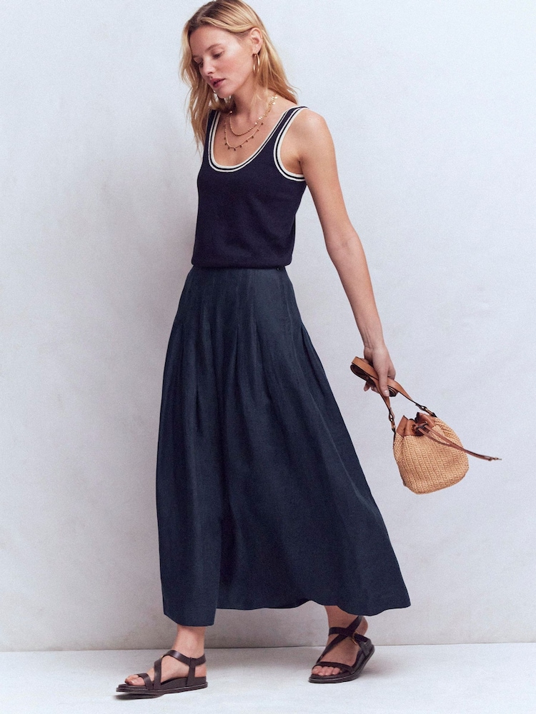 Boden Blue Valentina Linen Skirt - Image 1 of 5