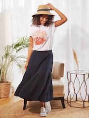 Weird Fish Blue Lathika Double Cloth Tiered Midi Skirt - Image 1 of 6