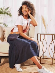 Weird Fish Blue Lathika Double Cloth Tiered Midi Skirt - Image 2 of 6