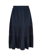 Weird Fish Blue Lathika Double Cloth Tiered Midi Skirt - Image 5 of 6
