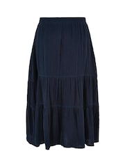Weird Fish Blue Lathika Double Cloth Tiered Midi Skirt - Image 6 of 6