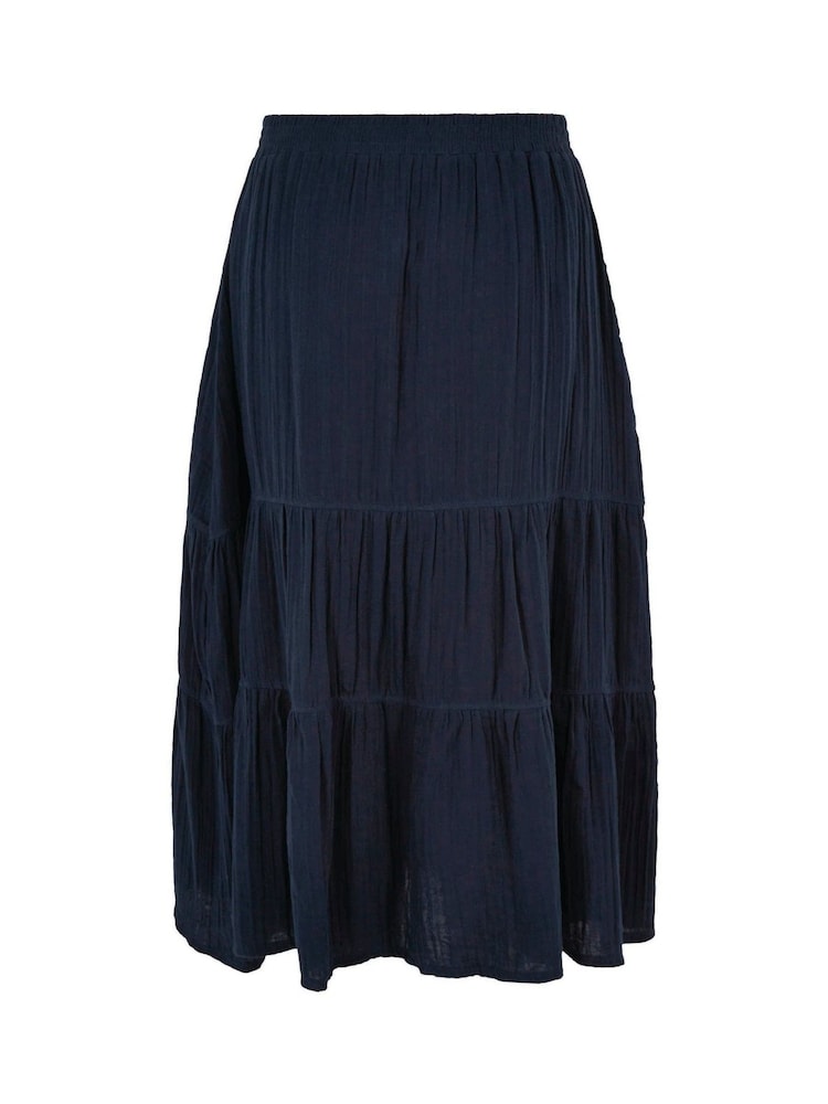 Weird Fish Blue Lathika Double Cloth Tiered Midi Skirt - Image 6 of 6