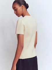 Boden Cream Short Sleeve Knitted Cardigan - Image 3 of 8