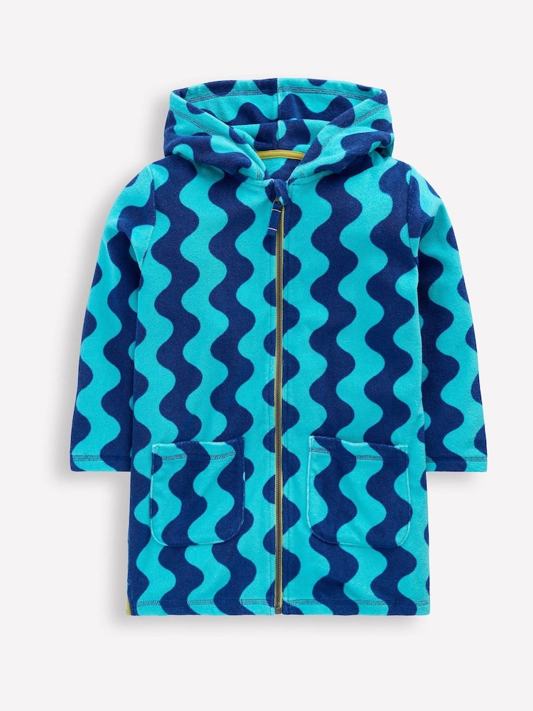 Boden Blue Towelling Zip-Up Throw-On Cover-Up - Image 1 of 3