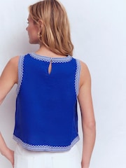 Boden Blue Sofia Embroidered Linen Top - Image 3 of 5