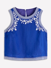 Boden Blue Sofia Embroidered Linen Top - Image 5 of 5