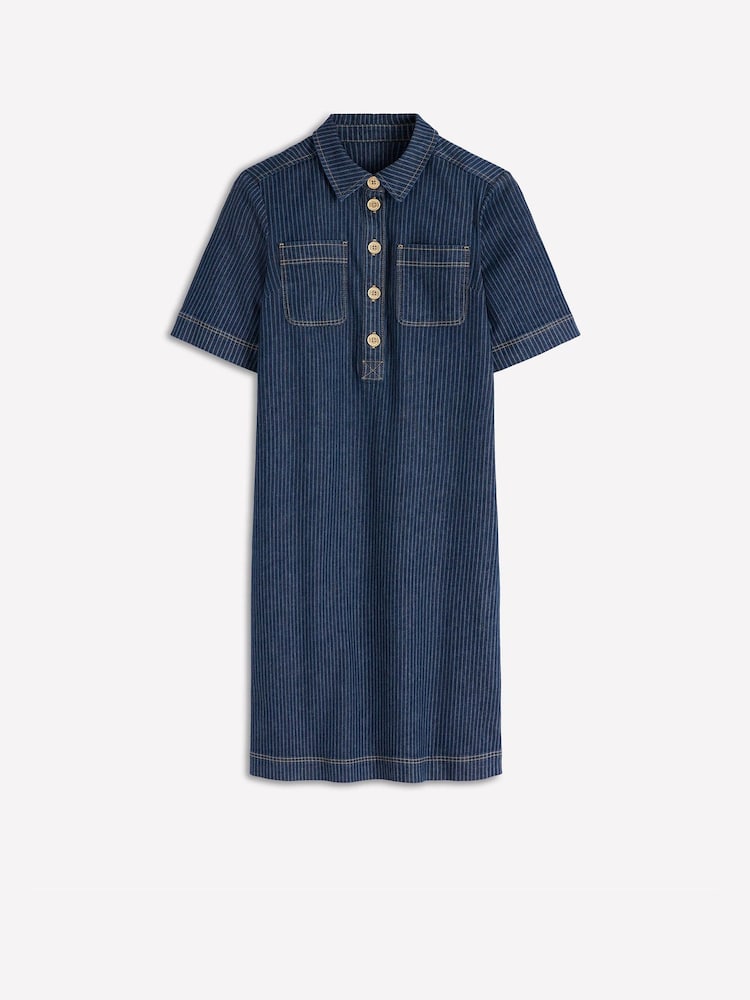 Boden Blue Zia Denim Pocket Shift Dress - Image 5 of 5 Boden Blue Zia Denim Pocket Shift Dress - Image 5 of 5