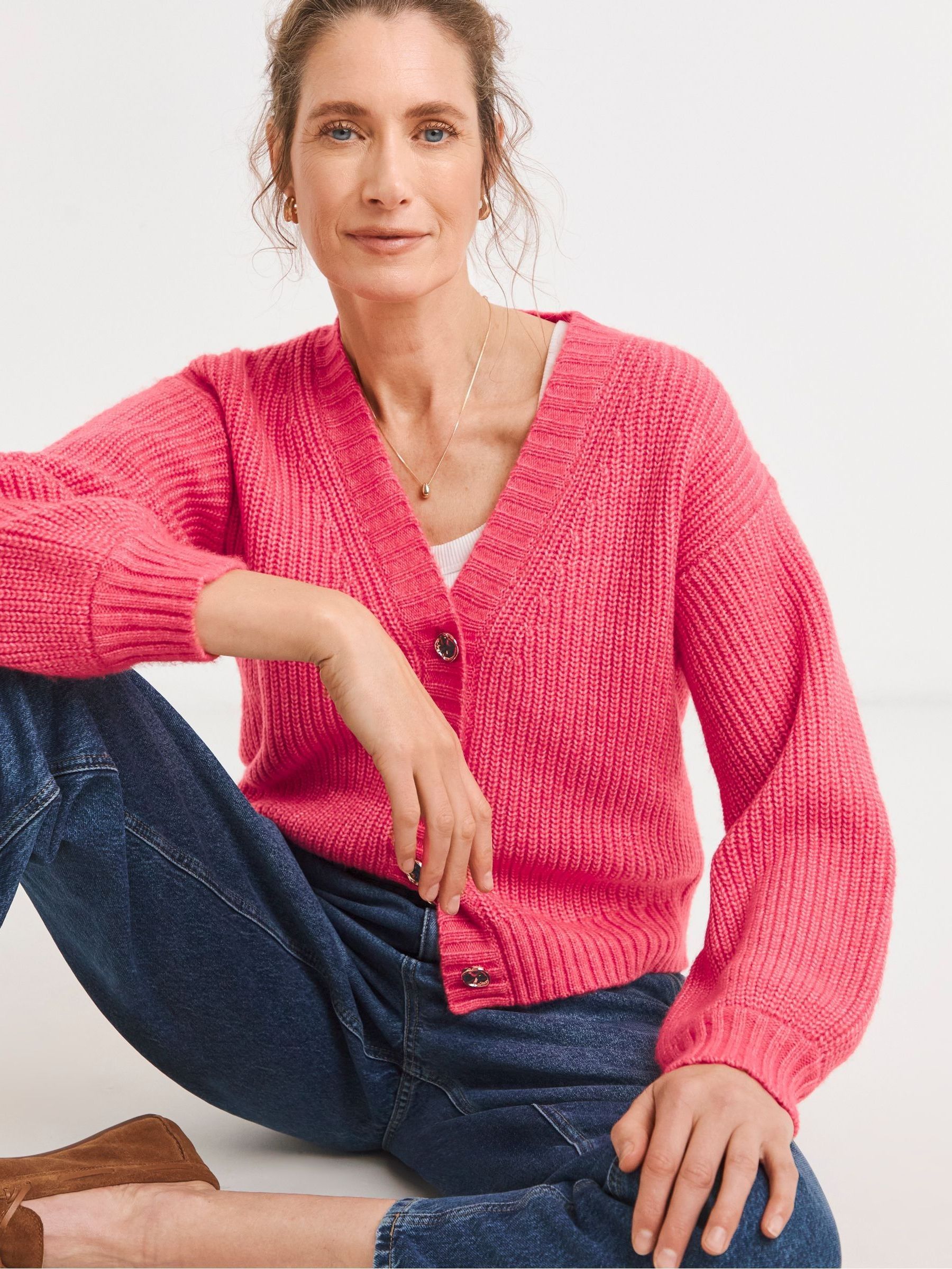 Buy JD Williams Pink Rib V-Neck Cardigan from Next Italy