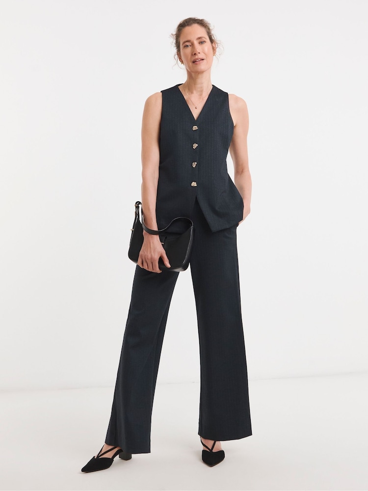 JD Williams Blue Ponte Pinstripe Waistcoat - Image 1 of 4