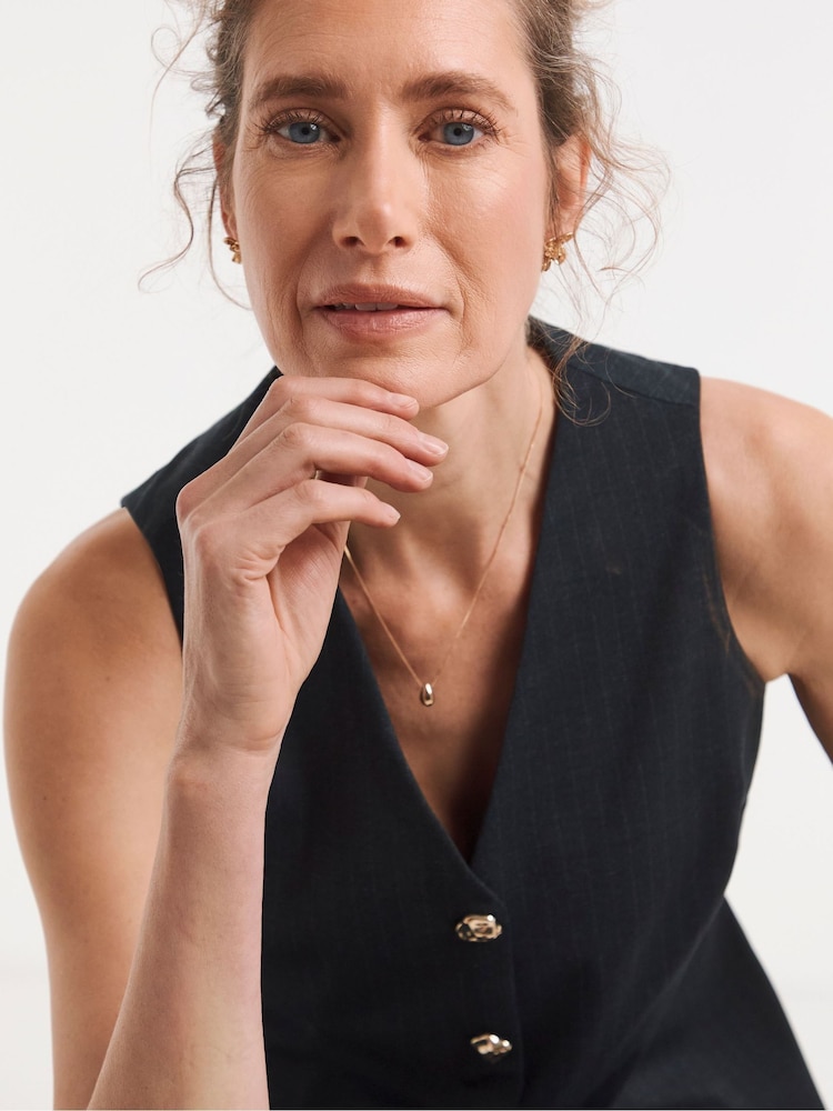 JD Williams Blue Ponte Pinstripe Waistcoat - Image 4 of 4