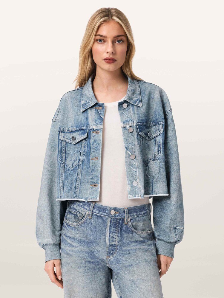 AllSaints Blue Anders Terry Jacket - Image 1 of 6