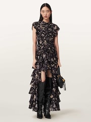 AllSaints Black Shaela Dress - Image 1 of 5