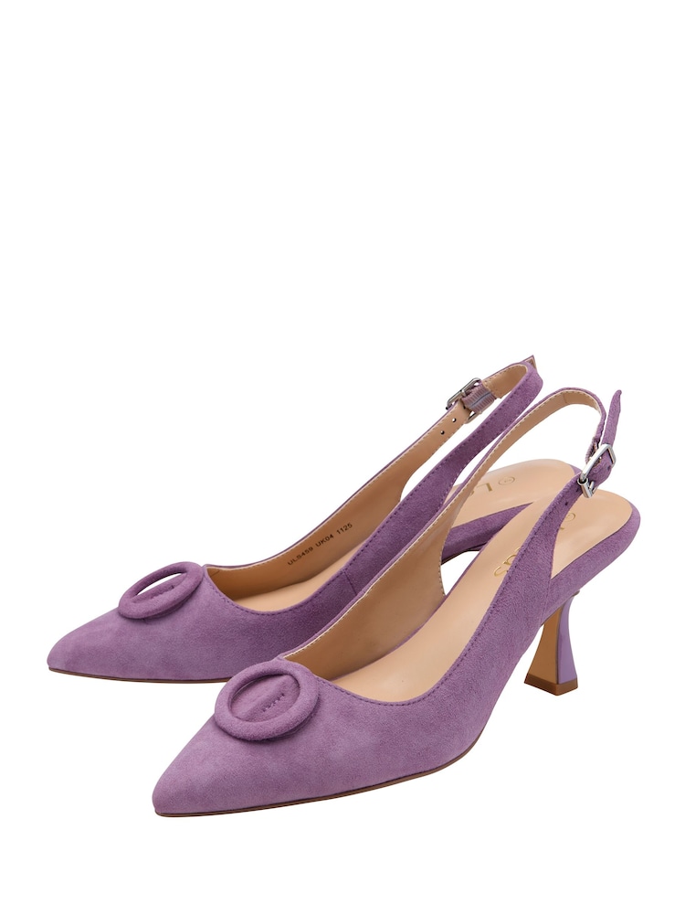 Lotus Purple Suede Slingback Court Shoes - Image 2 of 4