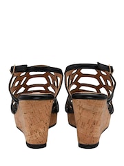 Lotus Black Strappy Wedge Sandals - Image 3 of 4