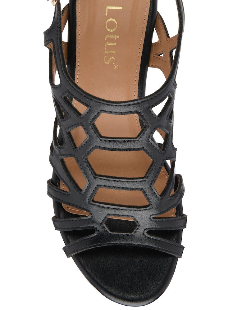Lotus Black Strappy Wedge Sandals - Image 4 of 4 Lotus Black Strappy Wedge Sandals - Image 4 of 4