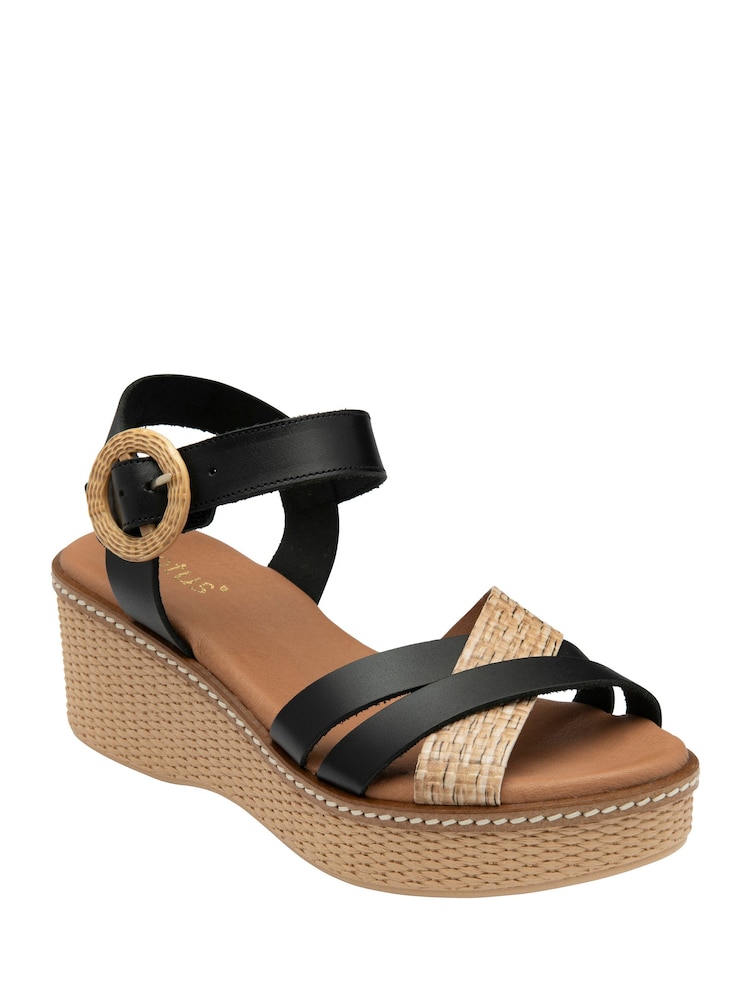 Schwarz - Lotus Leather Wedge Sandals - Bild 1 von 4