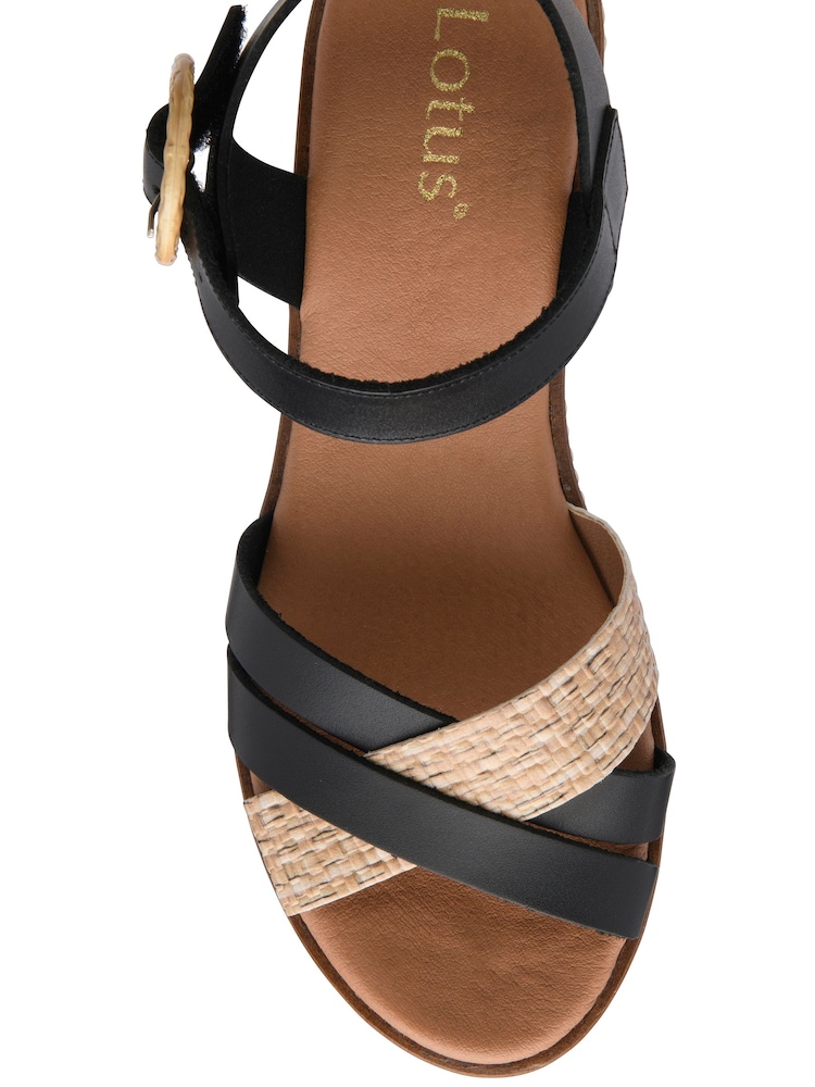Schwarz - Lotus Leather Wedge Sandals - Bild 4 von 4