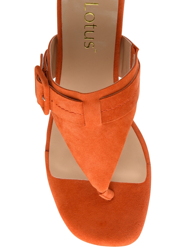 Lotus Orange Suede Toe-Post Mule Sandals - Image 4 of 4