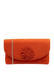 Lotus Orange Clutch Bag with Chain - Image 1 of 4