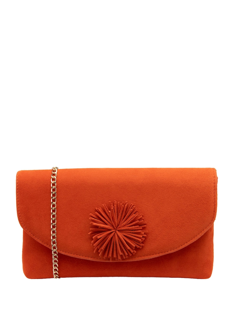 Lotus Orange Clutch Bag with Chain - Image 1 of 4