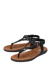 Lotus Black Flat Toe-Post Sandals - Image 2 of 4