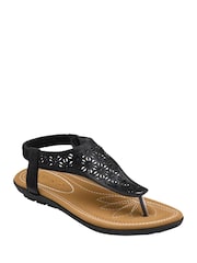 Lotus Black Flat Toe-Post Sandals - Image 1 of 4