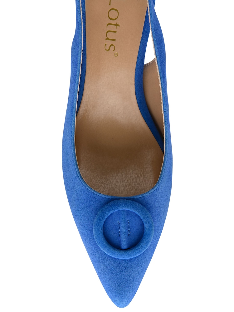 Lotus Blue Suede Slingback Court Shoes - Image 4 of 4