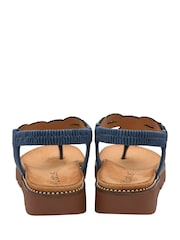 Lotus Blue Toe Thong Wedge Sandals - Image 3 of 4