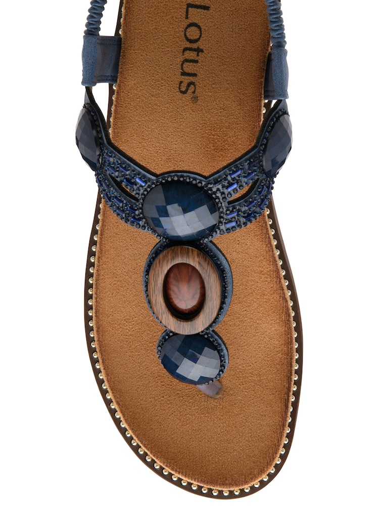 Lotus Blue Toe Thong Wedge Sandals - Image 4 of 4