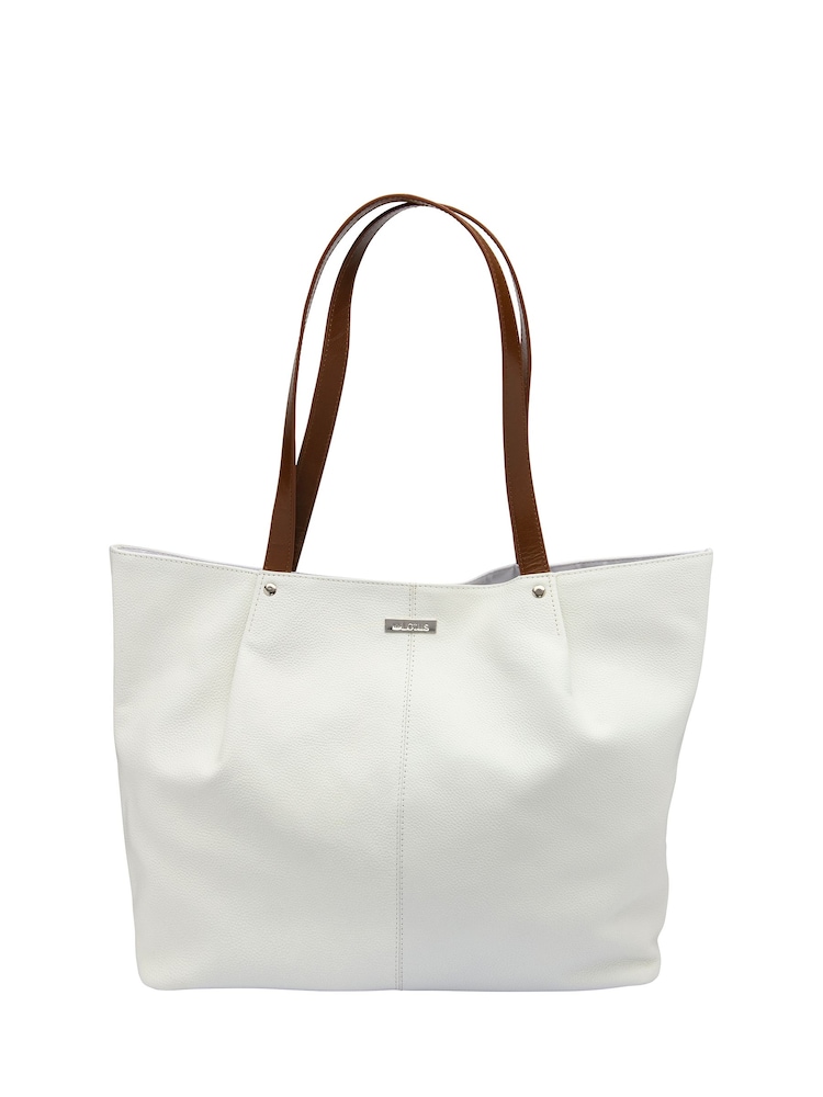 Lotus White Leather Shoulder Bag - Image 1 of 4 Lotus White Leather Shoulder Bag - Image 1 of 4