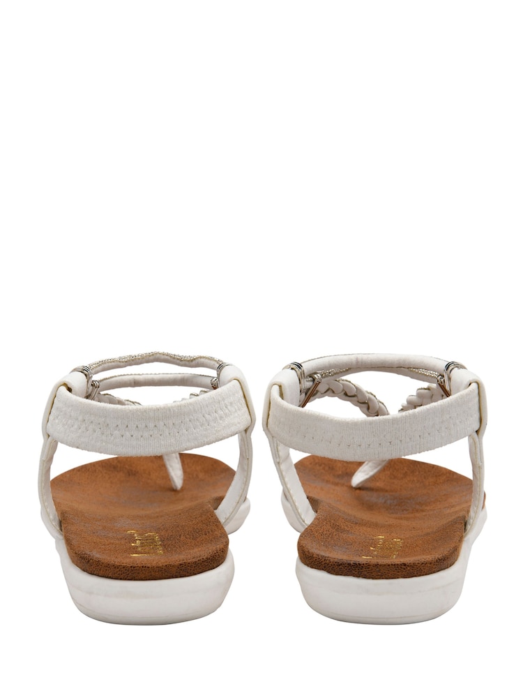 Lotus White Flat Toe-Post Sandals - Image 2 of 3 Lotus White Flat Toe-Post Sandals - Image 2 of 3