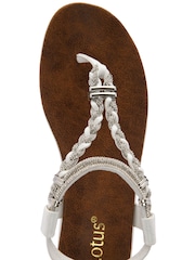 Lotus White Flat Toe-Post Sandals - Image 3 of 3