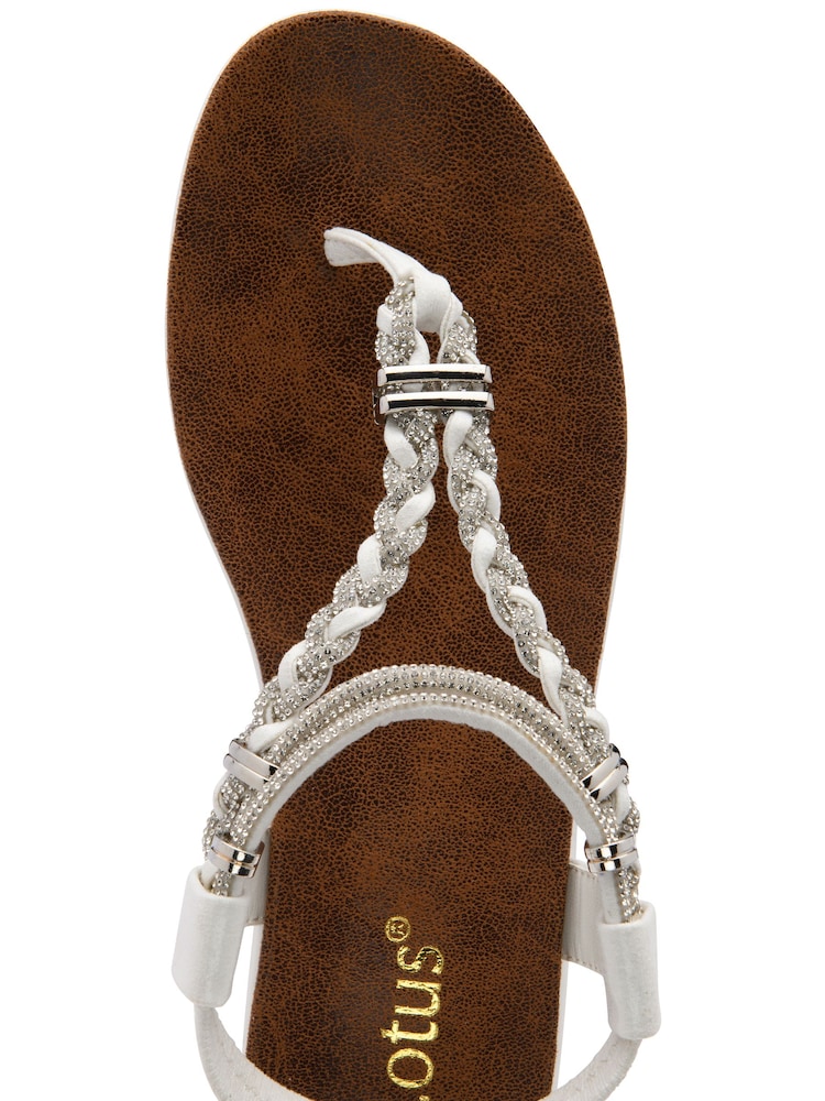 Lotus White Flat Toe-Post Sandals - Image 3 of 3 Lotus White Flat Toe-Post Sandals - Image 3 of 3