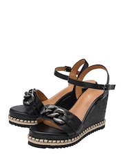 Lotus Black Open-Toe Wedge Sandals - Image 2 of 4